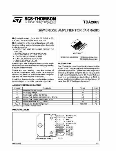 philips tda2005 datasheet