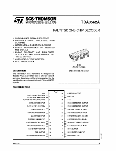 ST TDA3562A TDA3562A Datasheet