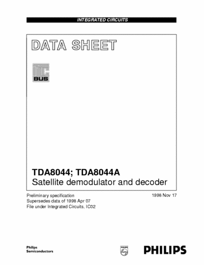 Philips TDA8044A Satellite demodulator and decoder