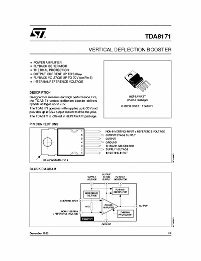 Thomson TDA8171 VERTICAL DEFLECTION BOOSTER