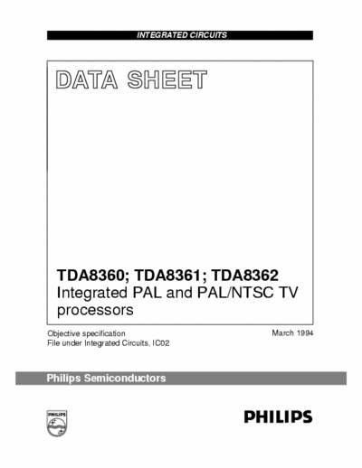 Philips TDA8360; TDA8361; TDA8362 Integrated PAL and PAL/NTSC TV
processors TDA8360; TDA8361; TDA8362