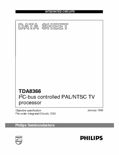  TDA8366 TDA8366
I2C-bus controlled PAL/NTSC TV
processor