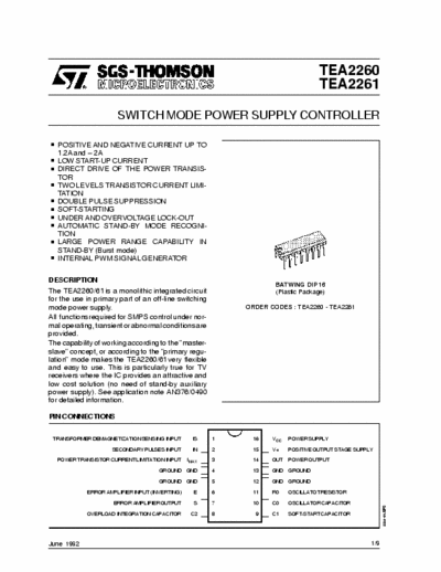 ST TEA2260 switch mode power supply controller