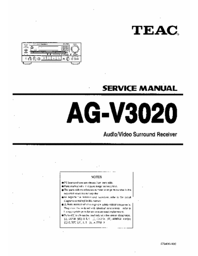 TEAC AG-V3020 Service Manual