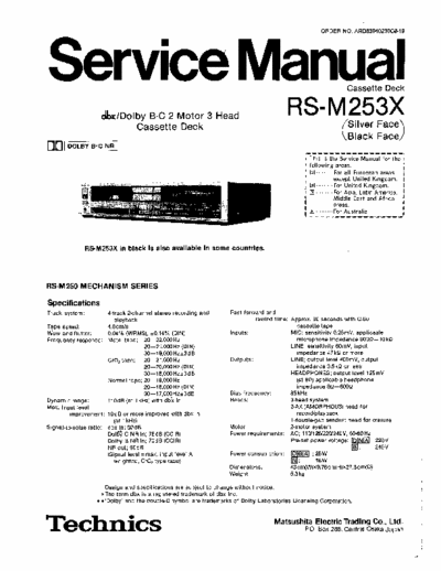TECHNICS RS-M253X circuit audio cassette deck TECHNICS