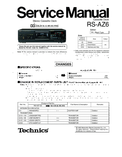松下 RS-AZ6 SERVICE MANUALS