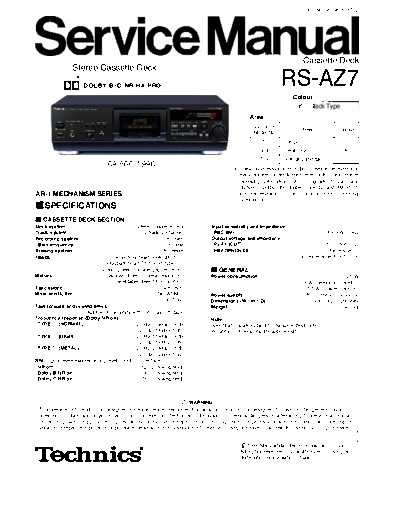 松下 RS-AZ7 SERVICE MANUALS