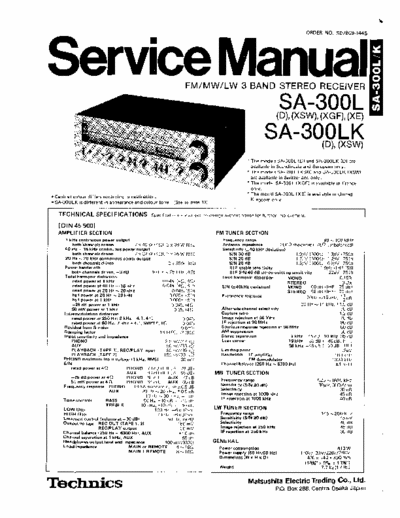 TECHNICS SA 300L SA 300LK Service Manual