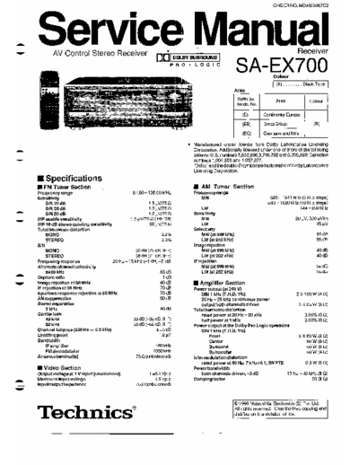 TECHNICS SA-EX700 Service Manual
