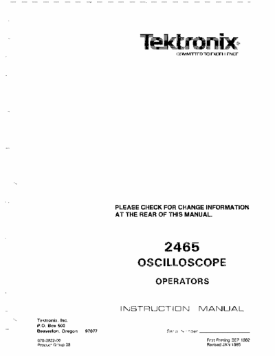 Tektronix 2465 Operation Manual 2465