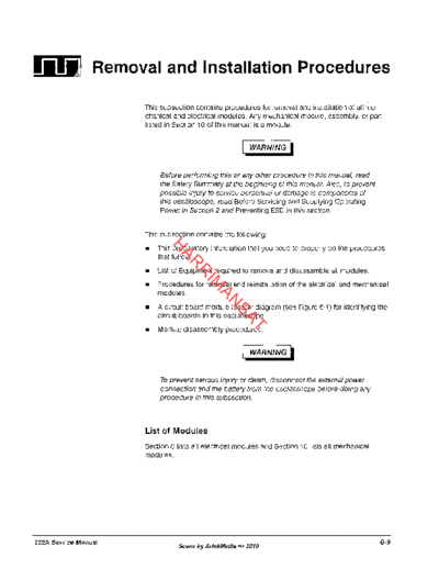 Tektronix 222A TEK-222A Service Manual Removal and Installation Procedures 070-8330-00