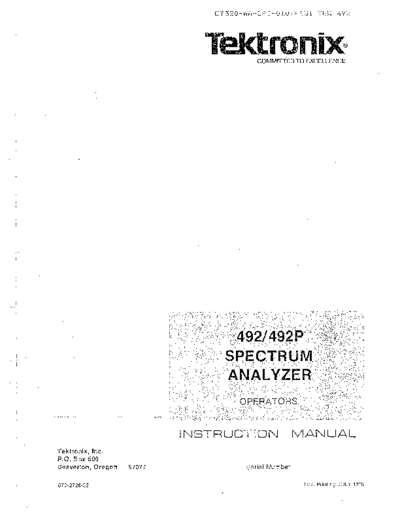 Tektronix Tek 492 Tektronix 492/492P Spectrum Analyzer
Instruction Manual - Operators
* pease create separate category for spectrum analyzers