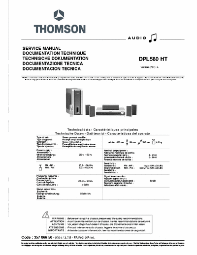 THOMSON DPL580 HT Service manual