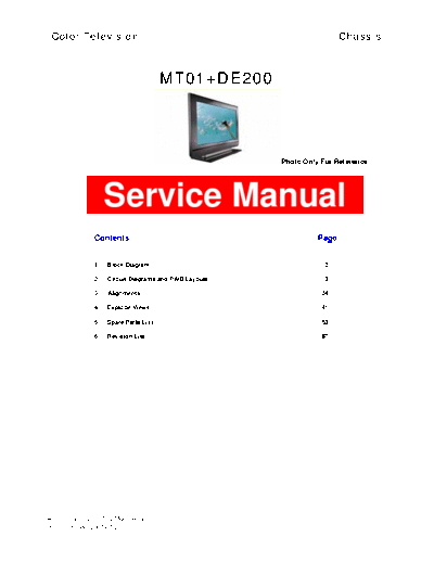 THOMSON Chassis  MT01/DE200 Service Manual