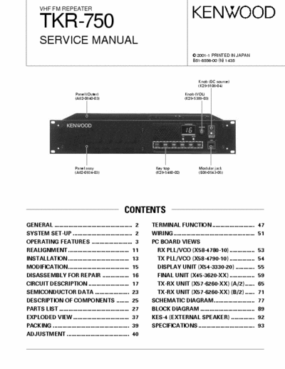 Kenwood TKR-750 Service Manual VHF FM Repeater (2001) - Type K, K2, E - (5.859Kb) 3 Part File - pag. 69