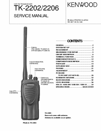 KENWOOD TK2202 service manual handy kenwood tk2202