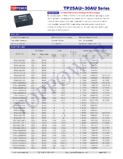 TOPPOWER TPJ-2W TOPPOWER can produce:
 0.1W-40W DC-DC converters,3W-30W AC-DC converters,
25W-1200W Enclosed /Open frame type AC-DC Switching Power supply,
15-480W AC-DC DIN RAIL Power Supply.