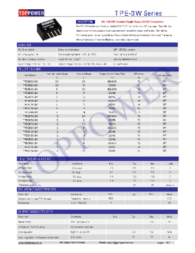 TOPPOWER tpe-3w 3w dc-dc converter sip4 pins