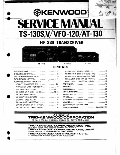 kenwood TS-130 TS-130 service manual