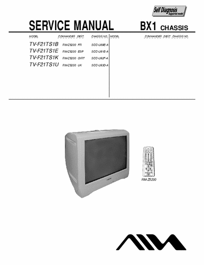 Aiwa TV-F21TS1 TV-F21TS1 B/E/K/U
Chassis: BX1
Commander RM-Z5200