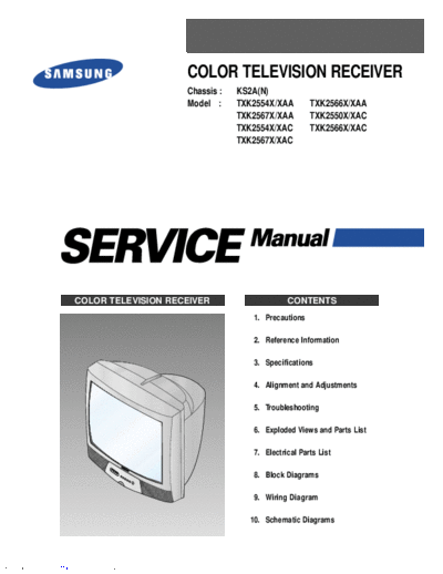 SAMSUNG TXK2554 diagrama esquematico o electronico de piezas y test point, listado de partes y piezas