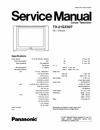 panasonic TX21FX50T SERVISE MANUAL