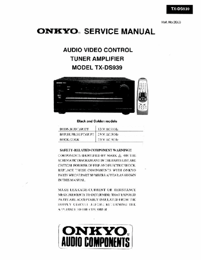 onkyo txds939 Service Manual