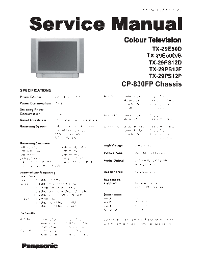 PANASONIC TX-29PS12 SERVICE MANUAL