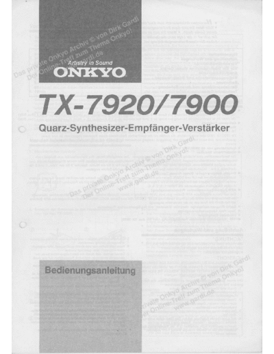 Onkyo TX-7900 Onkyo AV Receiver TX-7920_TX-7900 Manual