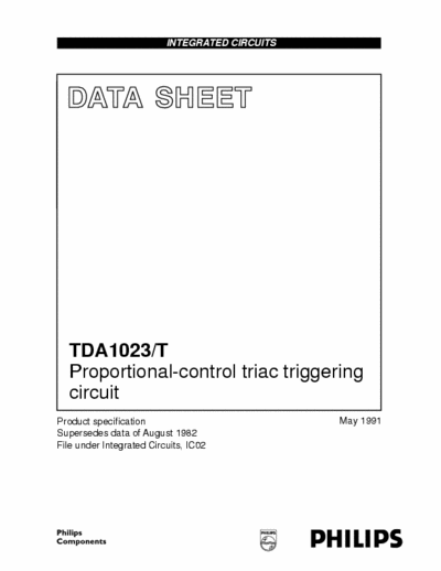 Philips TDA1023 Philips Quality Data Sheet