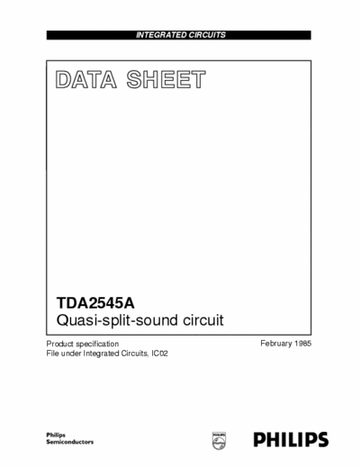 Philips TDA2545a Philips Quality Data Sheet