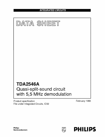 Philips TDA2546a Philips Quality Data Sheet