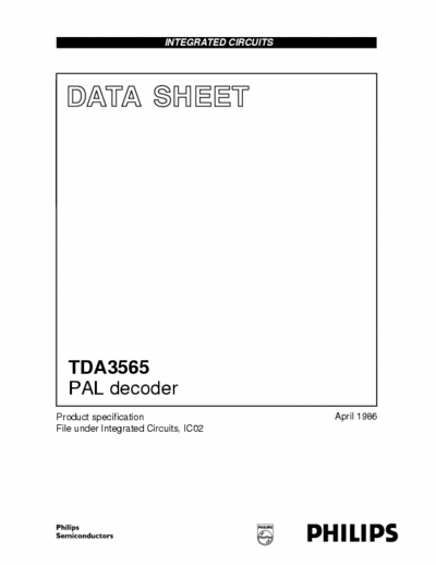 Philips TDA3565 Philips Quality Data Sheet