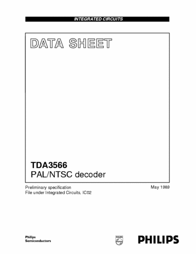 Philips TDA3566 Philips Quality Data Sheet