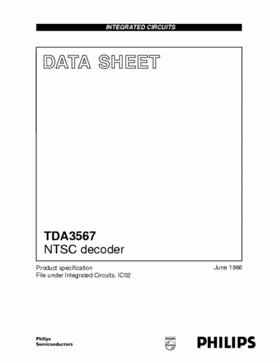 Philips TDA3567 Philips Quality Data Sheet