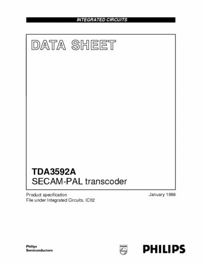 Philips TDA3592a Philips Quality Data Sheet
