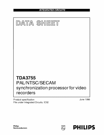 Philips TDA3755 Philips Quality Data Sheet