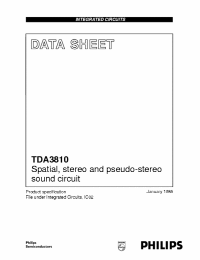 Philips TDA3810 Philips Quality Data Sheet
