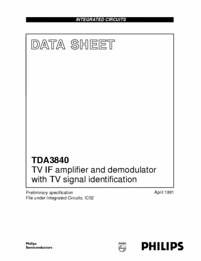 Philips TDA3840 Philips Quality Data Sheet