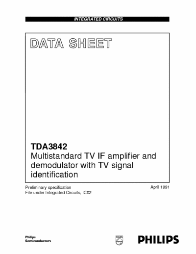 Philips TDA3842 Philips Quality Data Sheet
