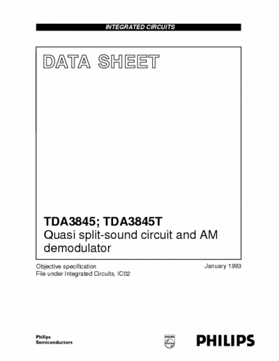 Philips TDA3845 Philips Quality Data Sheet