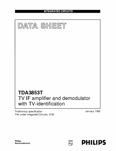 Philips TDA3853t Philips Quality Data Sheet