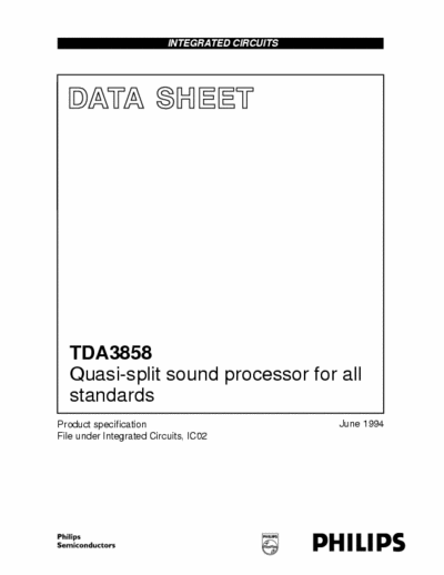 Philips TDA3858 Philips Quality Data Sheet
