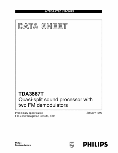 Philips TDA3867t Philips Quality Data Sheet