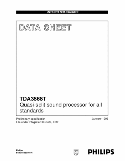Philips TDA3868t Philips Quality Data Sheet