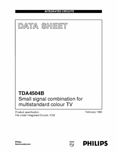 Philips TDA4505b Philips Quality Data Sheet