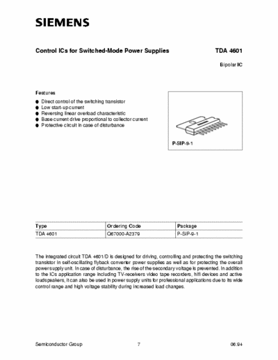 siemenes Tda4601 Power Supplies