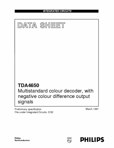 Philips TDA4650 Philips Quality Data Sheet