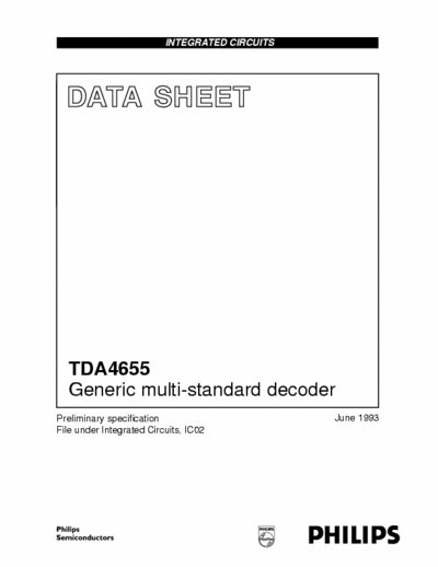 Philips TDA4655 Philips Quality Data Sheet