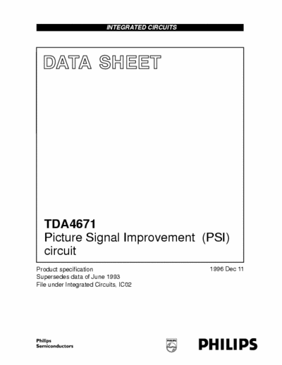 Philips TDA4671 Philips Quality Data Sheet